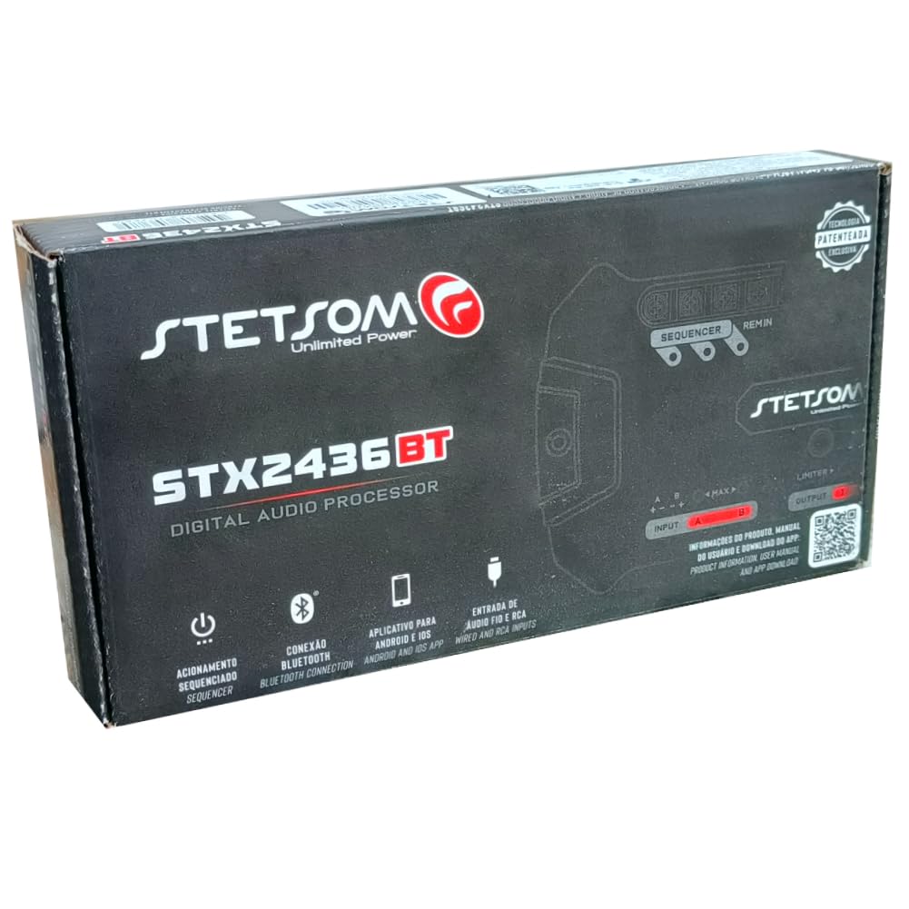 Kit Set para Stetson STX2436BT Procesador de Audio Digital de 4 Canales con Bluetooth, 2 entradas de Audio, 4 Salidas Independientes, para Coche, 1 Pieza
