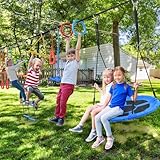 Hapfan 65 ft Ninja Warrior Obstacle Course for Kids with Swing, Ninja Rope Course with 11 Obstacles for Backyard Outside, Tree Slackline Jungle Gym Outdoor