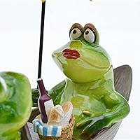 Vista 3 de Queemie® Estatuas creativas de resina de rana de pareja de navegación, adornos de animales de mascota románticos Fechado Amantes Figuras