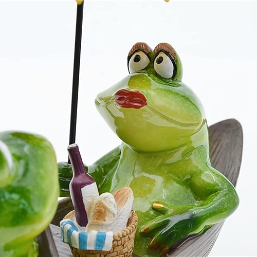Miniatura 3 de Queemie Estatuas creativas de resina de rana de pareja de navegación, adornos de animales de mascota románticos Fechado Amantes Figuras