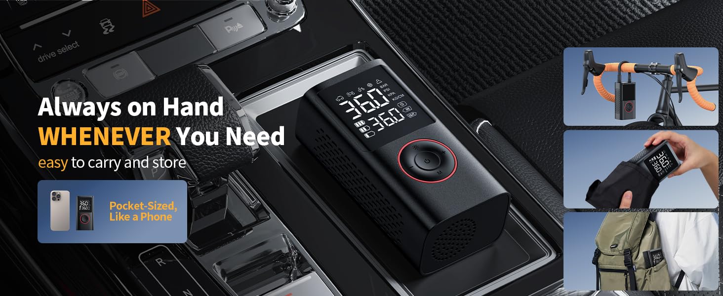 Inflador de neumáticos inteligente 3 en 1, compresor de aire portátil, bomba de aire de neumáticos de coche de 150 PSI con medidor de presión digital, luz LED, para coche, motocicleta, neumático de