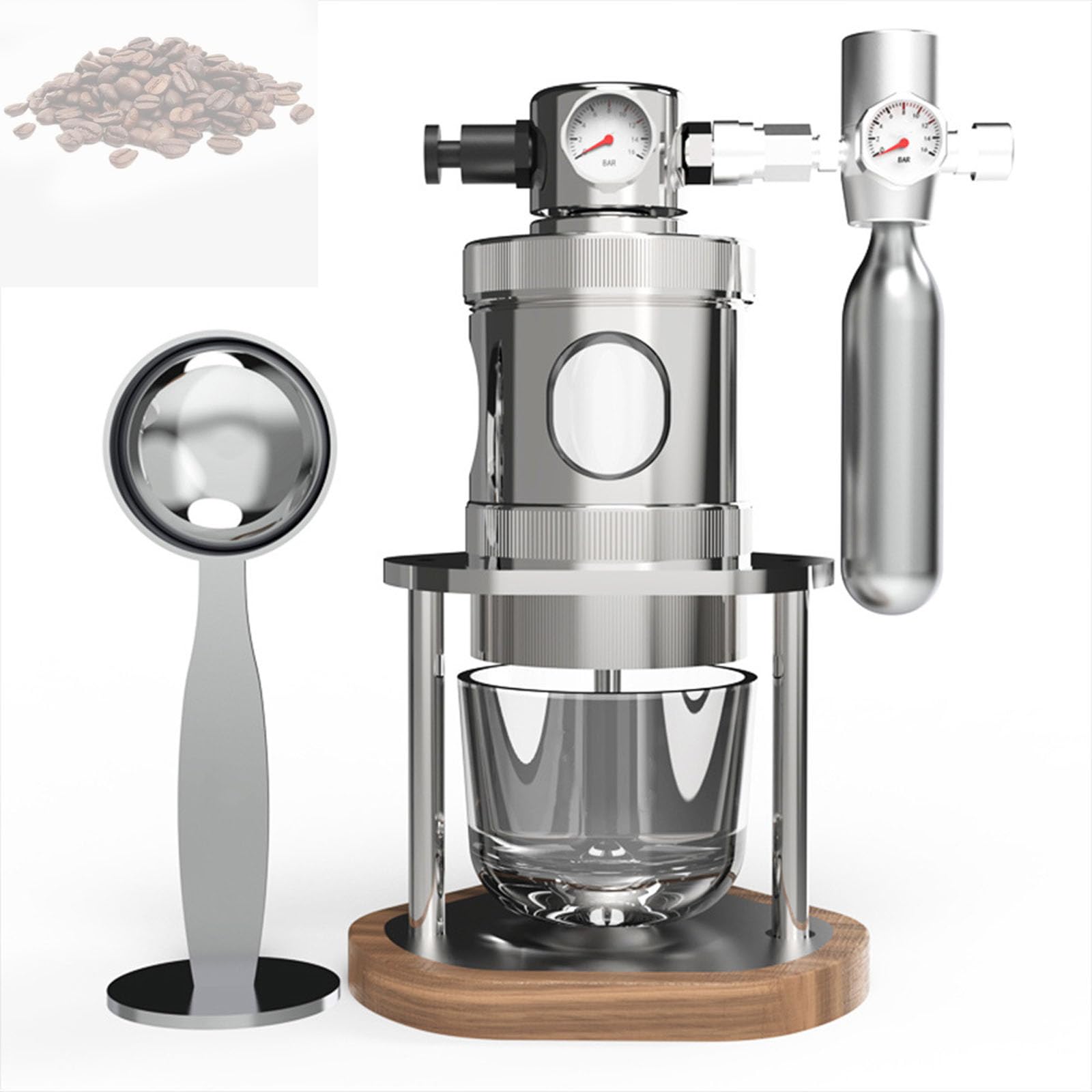 VILA SMO 51/58mm Pneumatic Coffee Machine, Manual Air Pressure Coffee Maker With Pressure Gauge, 1-16 Bar Extraction, Stainless Steel Material, Detachable Portable Design For Home, 58mm