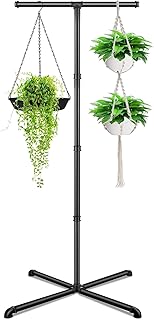 Plant Hanger Indoor, Hanging Plant Stand Heavy Duty Metal Standing Plant Hanger with 4 Hooks Hanging Plant Holder Hanging Planter for Indoor Plants Bedroom Living Room Balcony