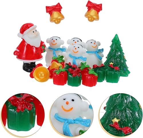 Miniatura 4 de UPKOCH 18 figuras en miniatura de Navidad, adornos de resina de Papá Noel, muñeco de nieve, decoraciones de árbol de Navidad, estilo mixto para