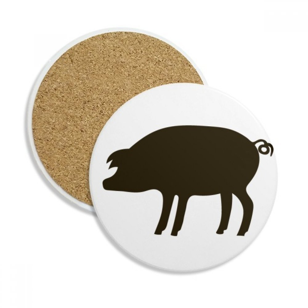Dessous de verre en céramique cochon noir absorbant pour tasse et mug lot de 2