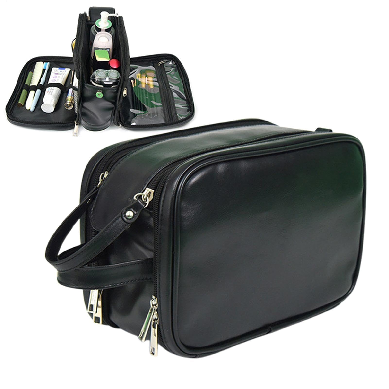 Bolsa de Viaje, Neceser, Neceser for Hombres | Estuches de Viaje for Afeitado portátil - Neceser Reutilizable for Hombres, Organizador de artículos de tocador, Bolsa de Viaje Grande(Black)
