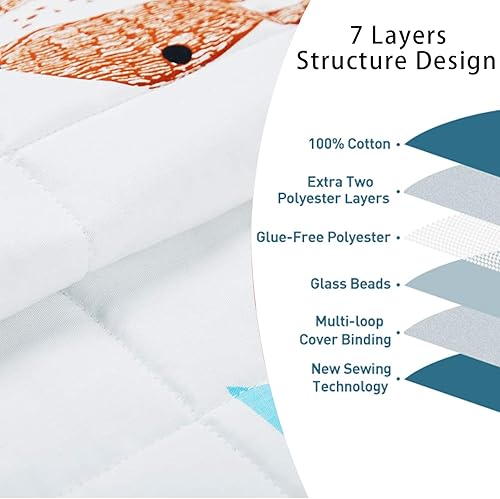 Miniatura 2 de Hiseeme Manta con peso para niños (41 x 60 pulgadas, 7 libras) manta con peso refrescante y transpirable con cuentas de cristal de zorro