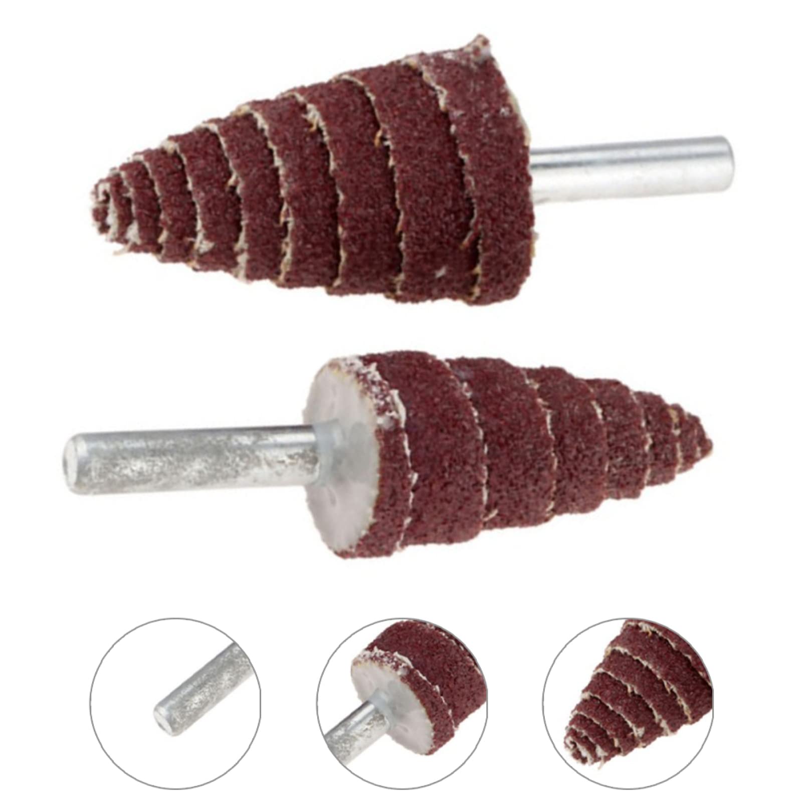 Szlifierka listkowa, 2PC 3mm 80 Grit ścierny papier ścierny głowica szlifierska stożkowa głowica szlifierska papier ścierny listkowe koła polerujące do narzędzi obrotowych