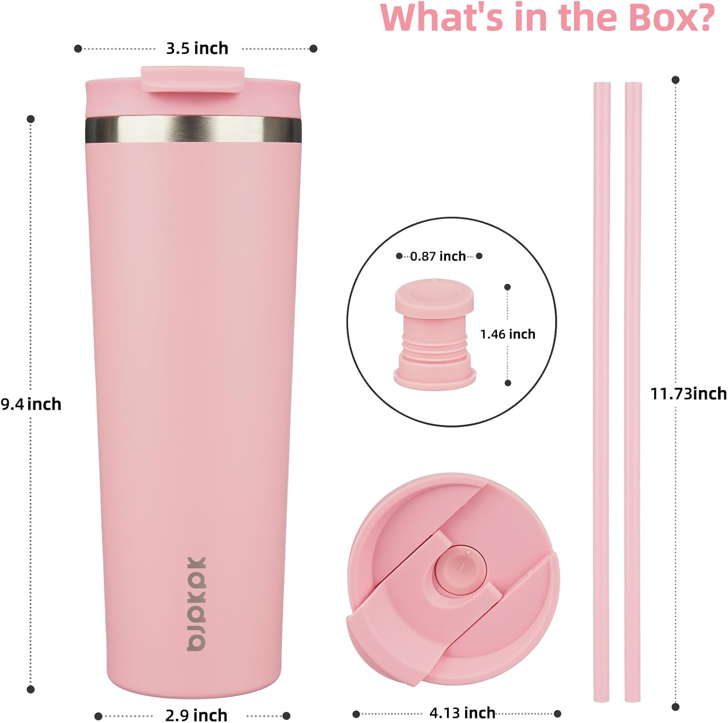BJPKPK 30oz Tumbler With lid And Straw Stainless Steel Travel Coffee Mug Insulated Tumblers Cups,Light Pink - Image 2