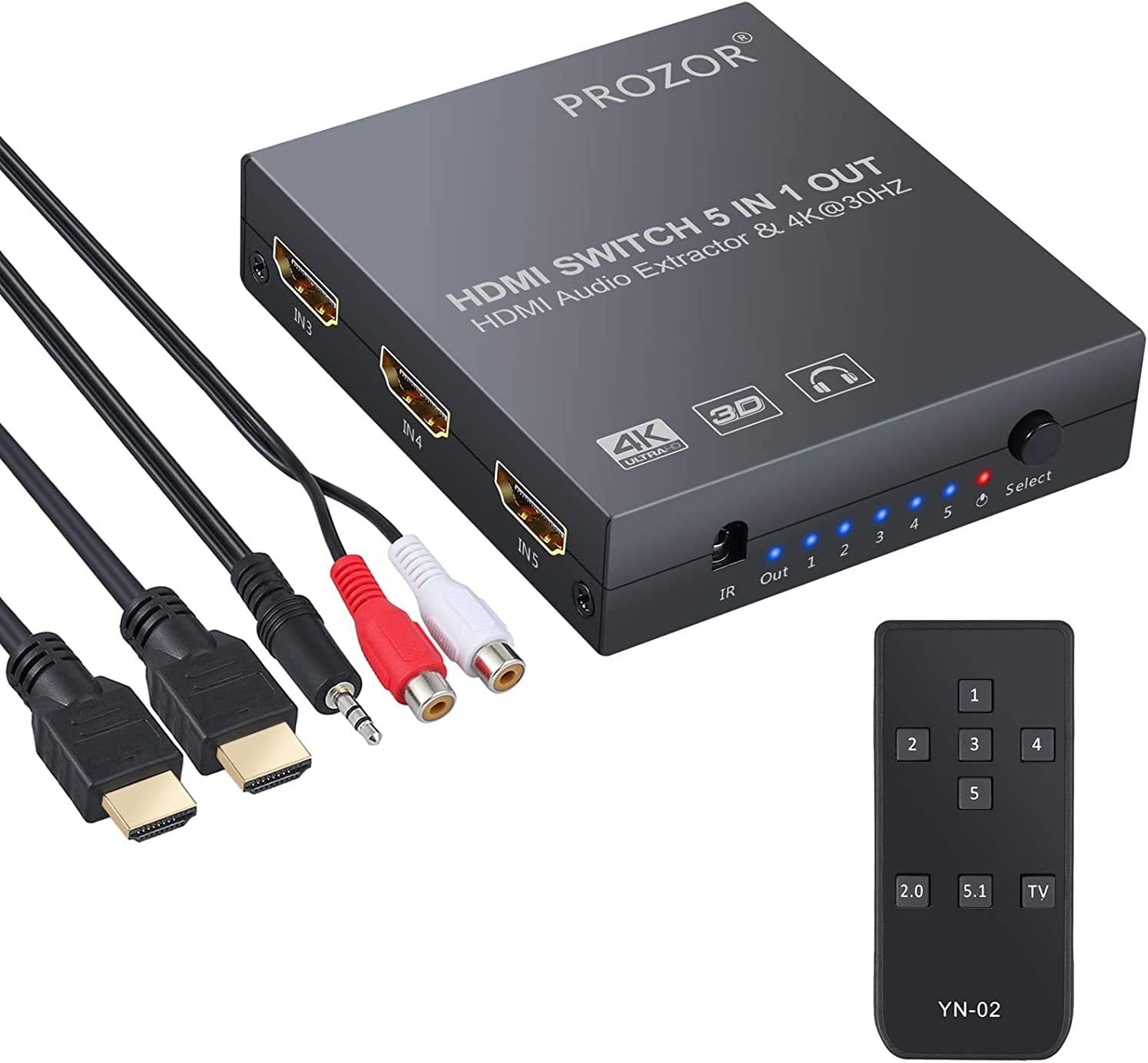 Convertisseur Audio 3.5mm Vers Optique PROZOR - Adaptateur TV, Console Jeu | Câble 2.2m + Alimentation USB