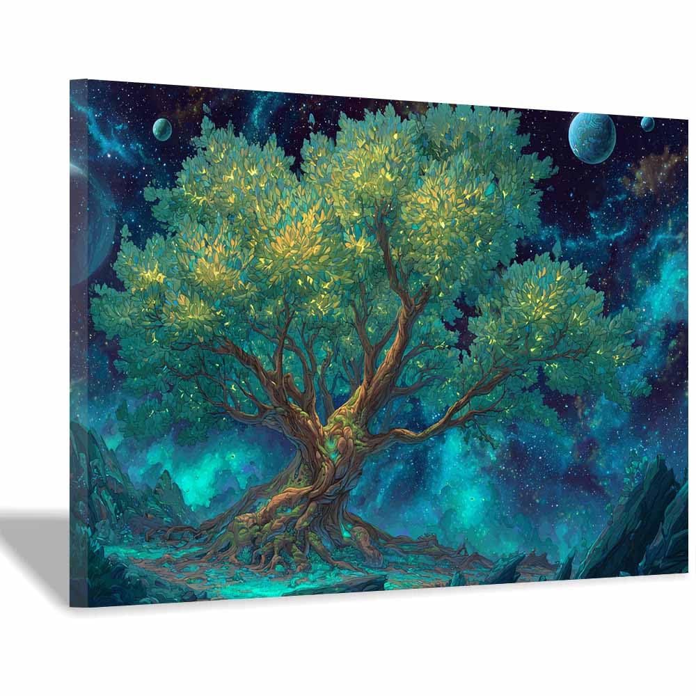 XENIOU Tree Wall Art Sparksling ethereal tree canvas painting wall art, Living Room Bedroom Hallway Stairs Decoration.(Multicolor)-70x100cm Framed