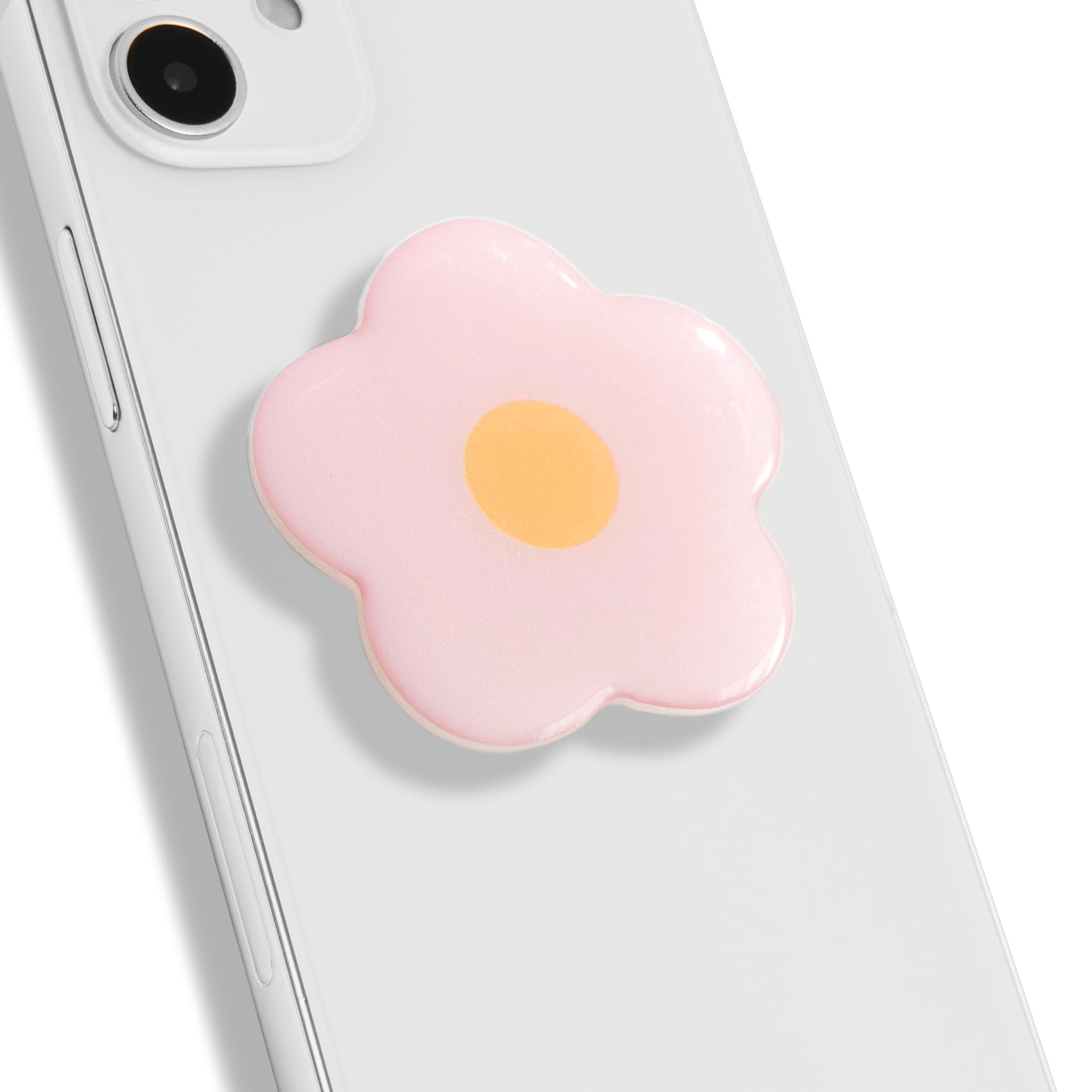 OnTheGrip Cute Solid Color Daisy Flower Design Collapsible Mobile Phone Grip Stand Holder for Smartphone Tablet Cell Phone Accessory (Pink)