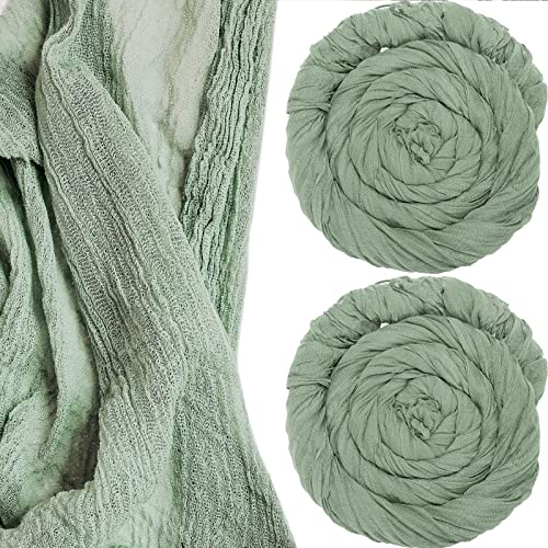 2 Pack Cheesecloth Gauze Table Runner, 13 Ft X 35 Inch Semi Sheer Table Cheese Cloth For Wedding Decor Bridal Shower Rustic Boho (Green) #TOP7