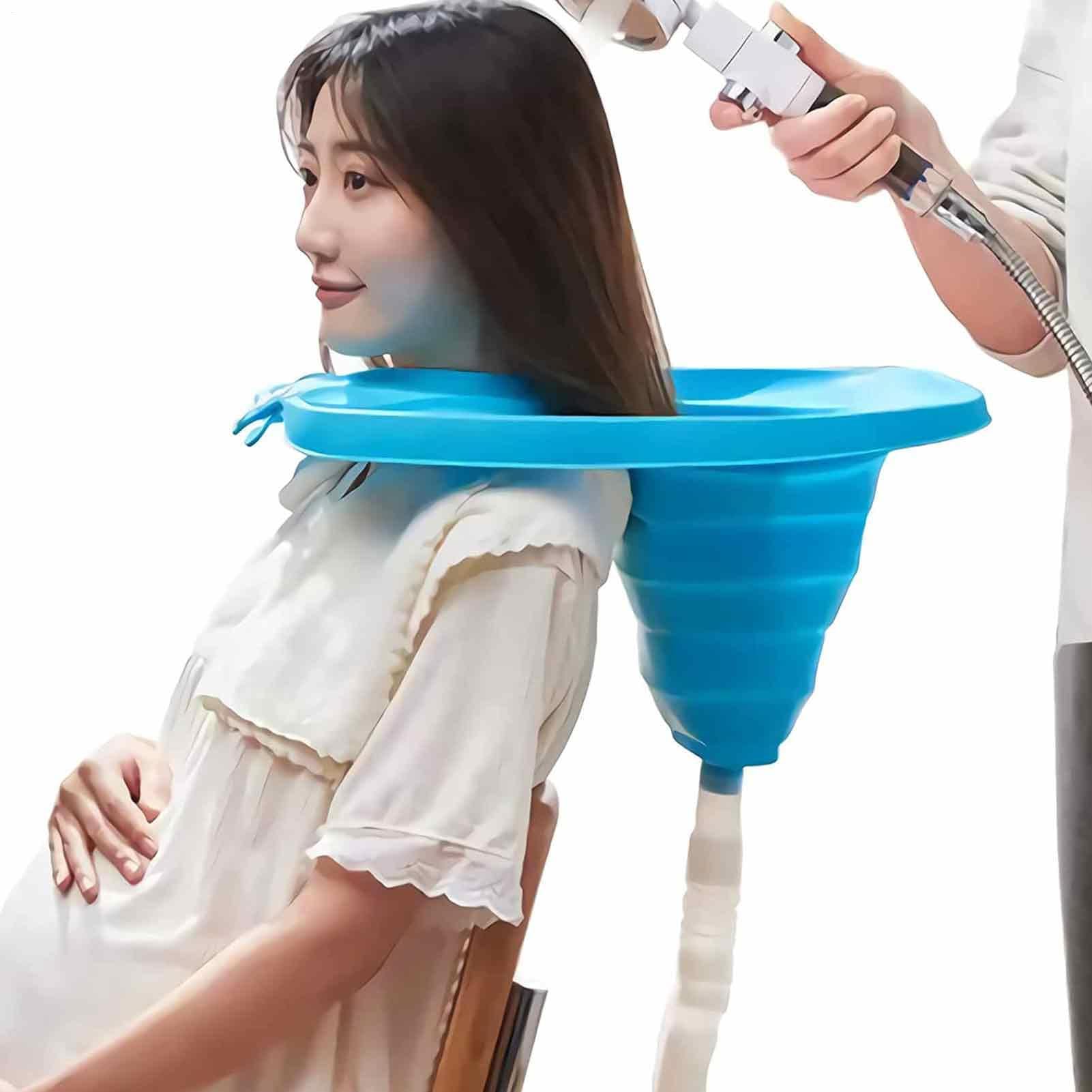 Cuenco plegable para lavabos con champú con manguera de drenaje de 1,5 m, 51,5 x 40,1 x 26,2 cm, bandeja portátil de TPE para lavar el cabello en casa para discapacitados, personas mayores, mujeres