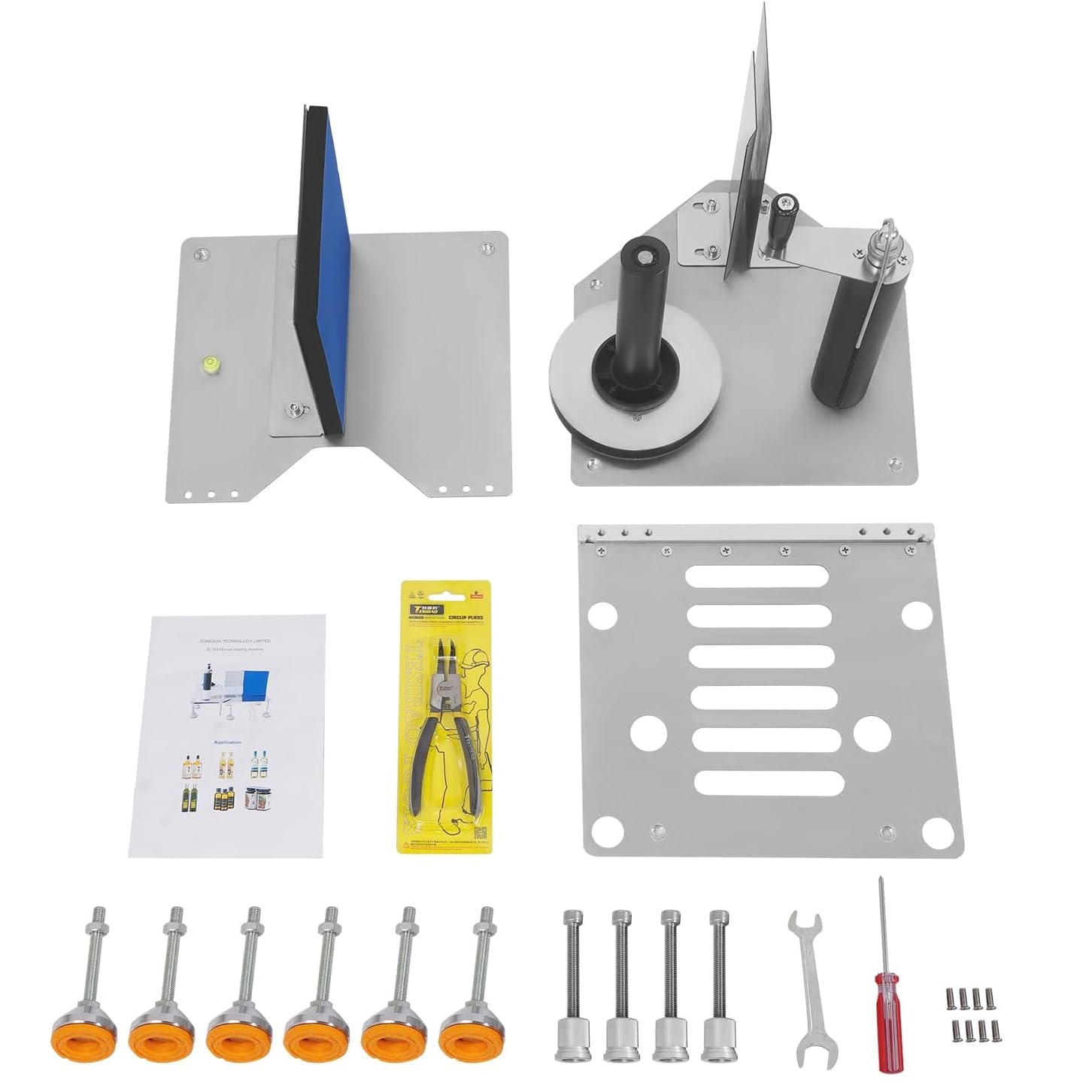 Macchina Manuale per etichettatura di Bottiglie, Applicatore di Etichette per Bottiglie Rotonde in Alluminio, Larghezza Etichetta ≤ 20 cm, Altezza Massima della Bottiglia 22 cm/8,66 in