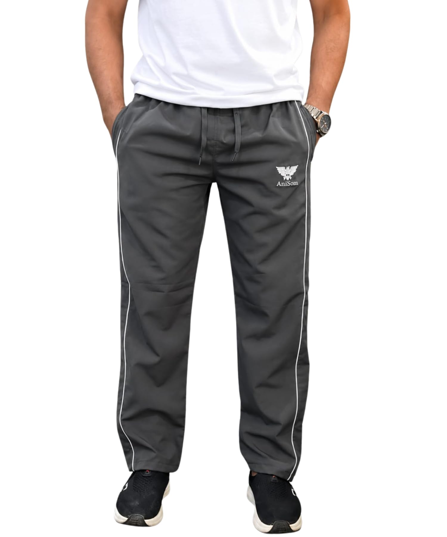 flyxo Men's Mohri Zip Track Pant with Contrast Piping Forway Lycra Fabric for Gym and Daily use(Grey)-picture-14