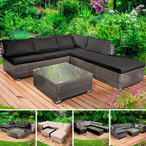 BRAST® XXL Gartenmöbel Lounge Set Alu | 4-12 Personen viele Modelle & Farben | inkl. extra Dicke Kissen | TÜV geprüft | Outdoor Loungemöbel Sitzgruppe Essgruppe Garnitur | Oase Grau