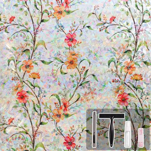 NINETREX Glas-Sichtschutzfolie, Gesang Blumenmuster-Fensterfolie,...
