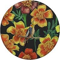 Vista 3 de Cockatiel Yellow Orange Marigolds Vintage Plant Pattern PopSockets Standard PopGrip
