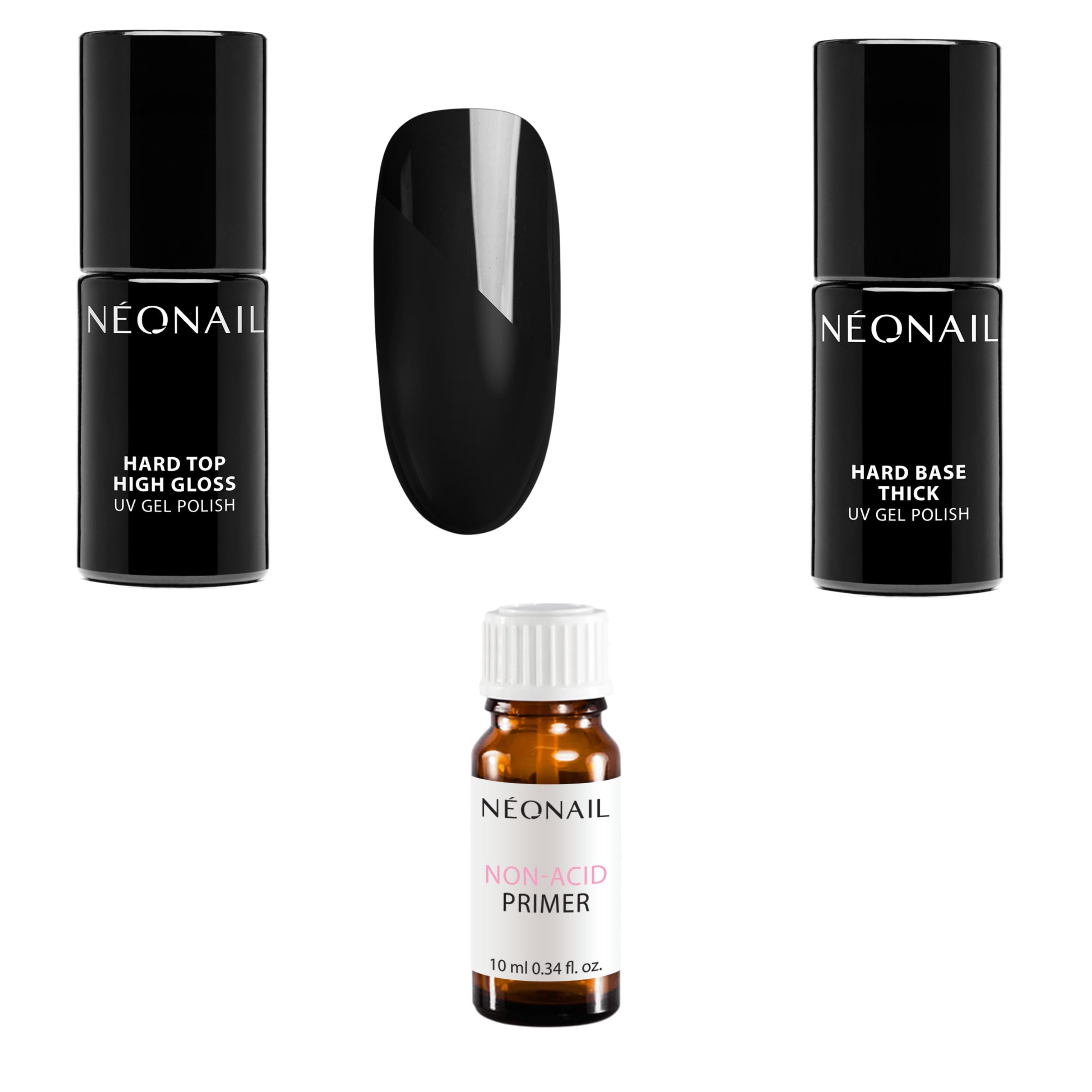 NEONAIL UV Set Hard Base 7,2 ml Hard Top 7,2 ml Non-Acid Primer 10 ml - Base y Top Coat - Pintauñas Semipermanentes - Primer Uñas Semipermanente - Primer Sin Acido Para Uñas