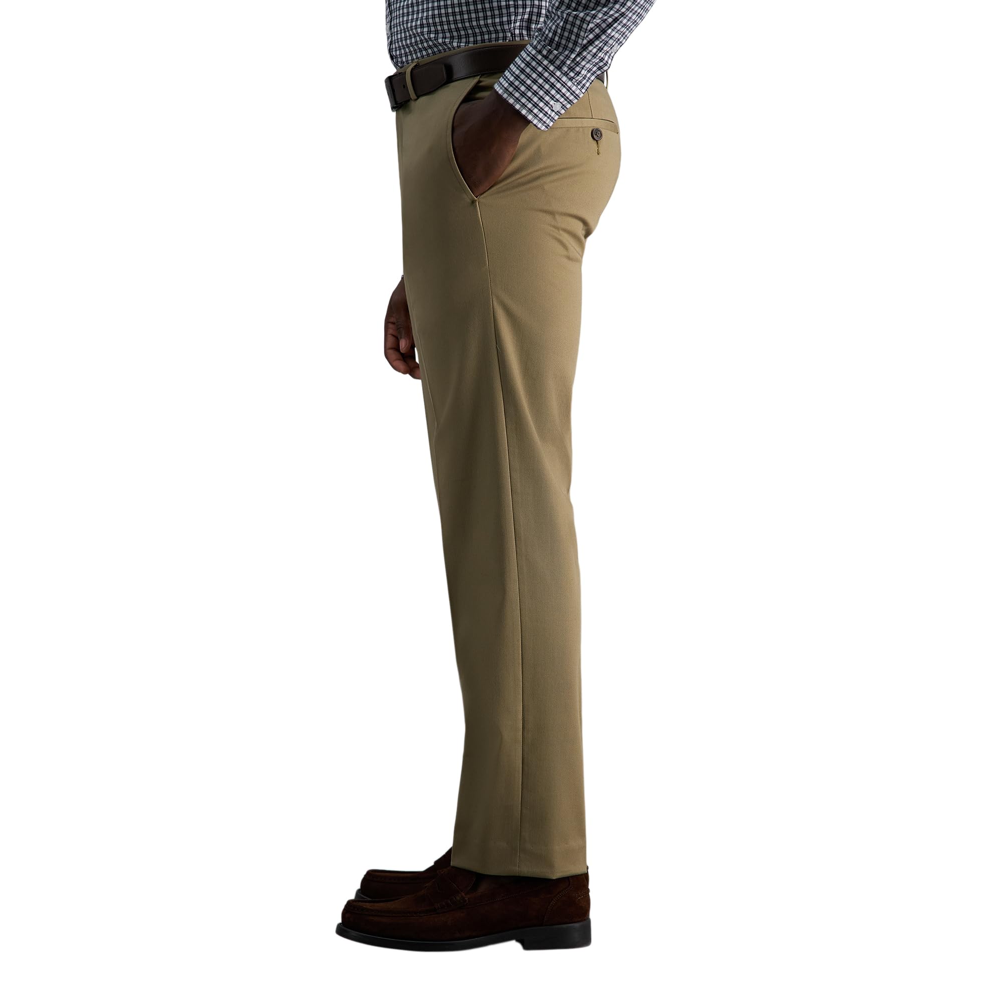 Haggar Premium No Iron Khaki Straight Fit Flat Front Pant - Spodnie Mężczyźni