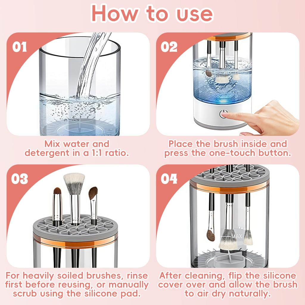 Máquina limpiadora de brochas de maquillaje eléctrica 3 en 1, limpiador automático de brochas de maquillaje eléctrico con secadora, herramienta de limpieza de secado rápido, limpiadores de brochas