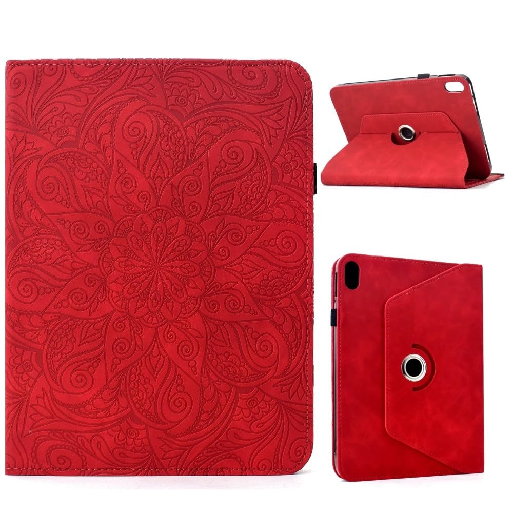 Étui iPad 8ème génération 10.2 2020 rouge housse rotative en cuir - 8