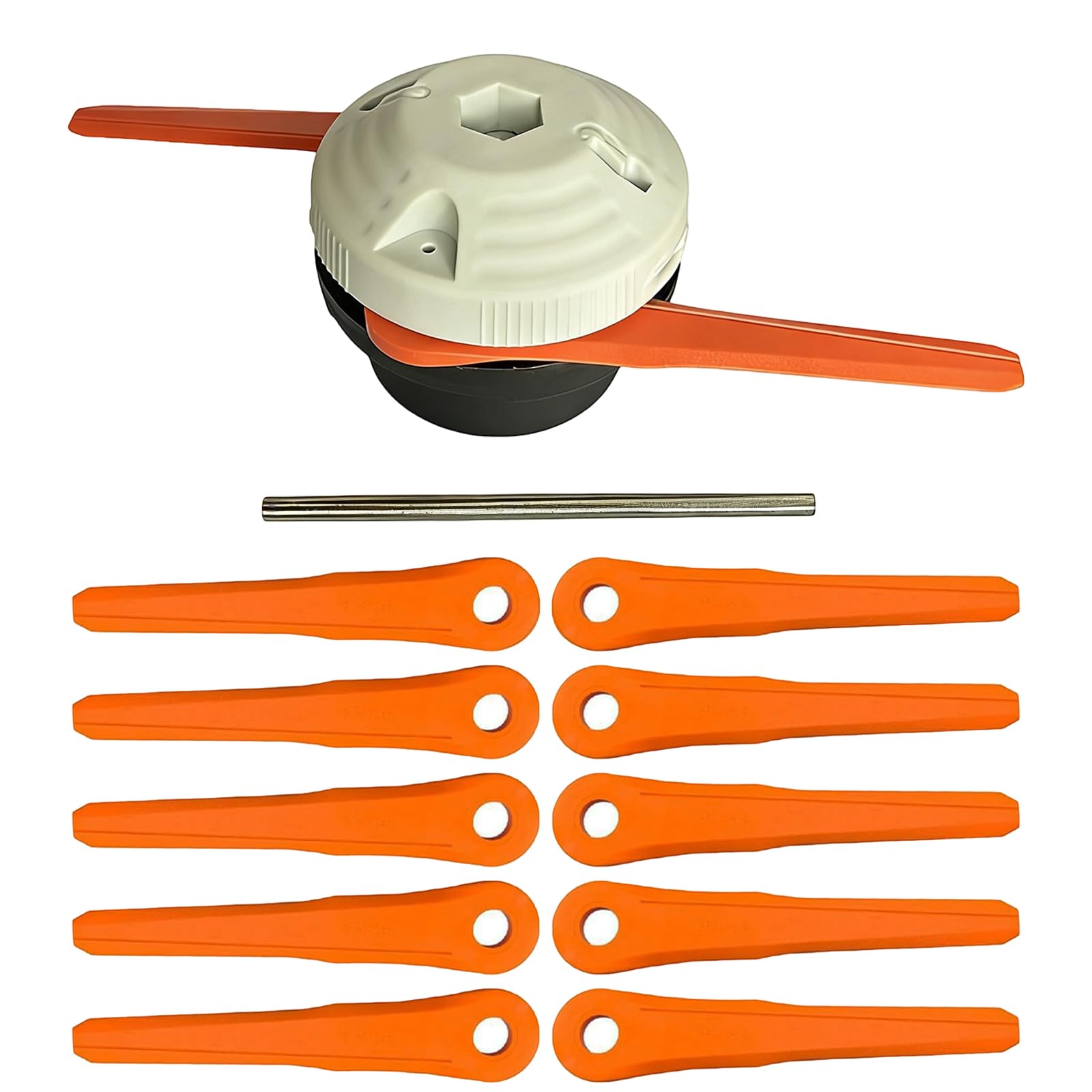 4006‑710‑2137 PolyCut 6‑2 Trimmer Head with 10 Blades & Mounting Rod, Compatible with Stihl FS38 FS40 FS45 FS50 FSA60 FSA86 String Trimmer, Dual Blade Cutting System for Lawn Garden Weed Trimming