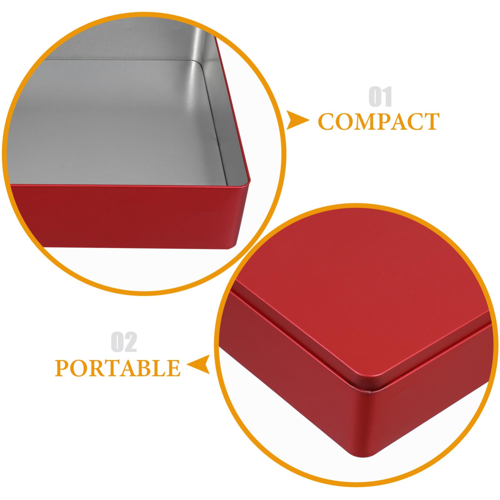 HOLIDYOYO Tin Boxes with Lids Empty Square Metal Tins Tinplate Candy Cookie Box Decorative Storage Box Party Treat Container for Jewelry Treasure Present Red