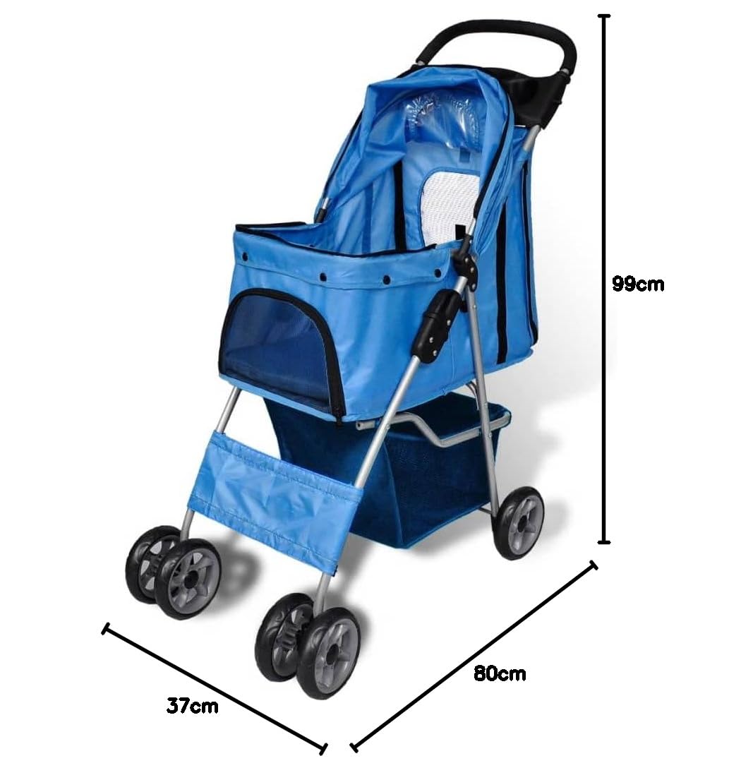 vidaXL Hundewagen Blau Hundebuggy Haustier Hunde Pet Stroller Buggy Wagen