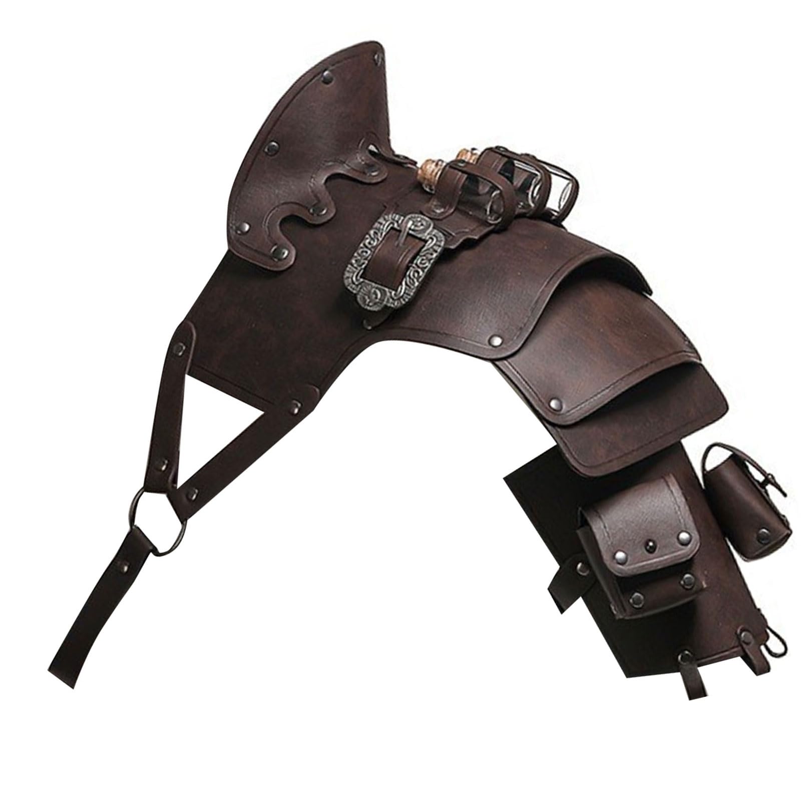 Kalttoy Medieval Adjustable Faux Leather Pauldron Shoulder Warrior Knights Cosplay Cover LARP Costume Accessory with Warrior Single Cover Vikinges Accessory Pauldron Faux Leather PU