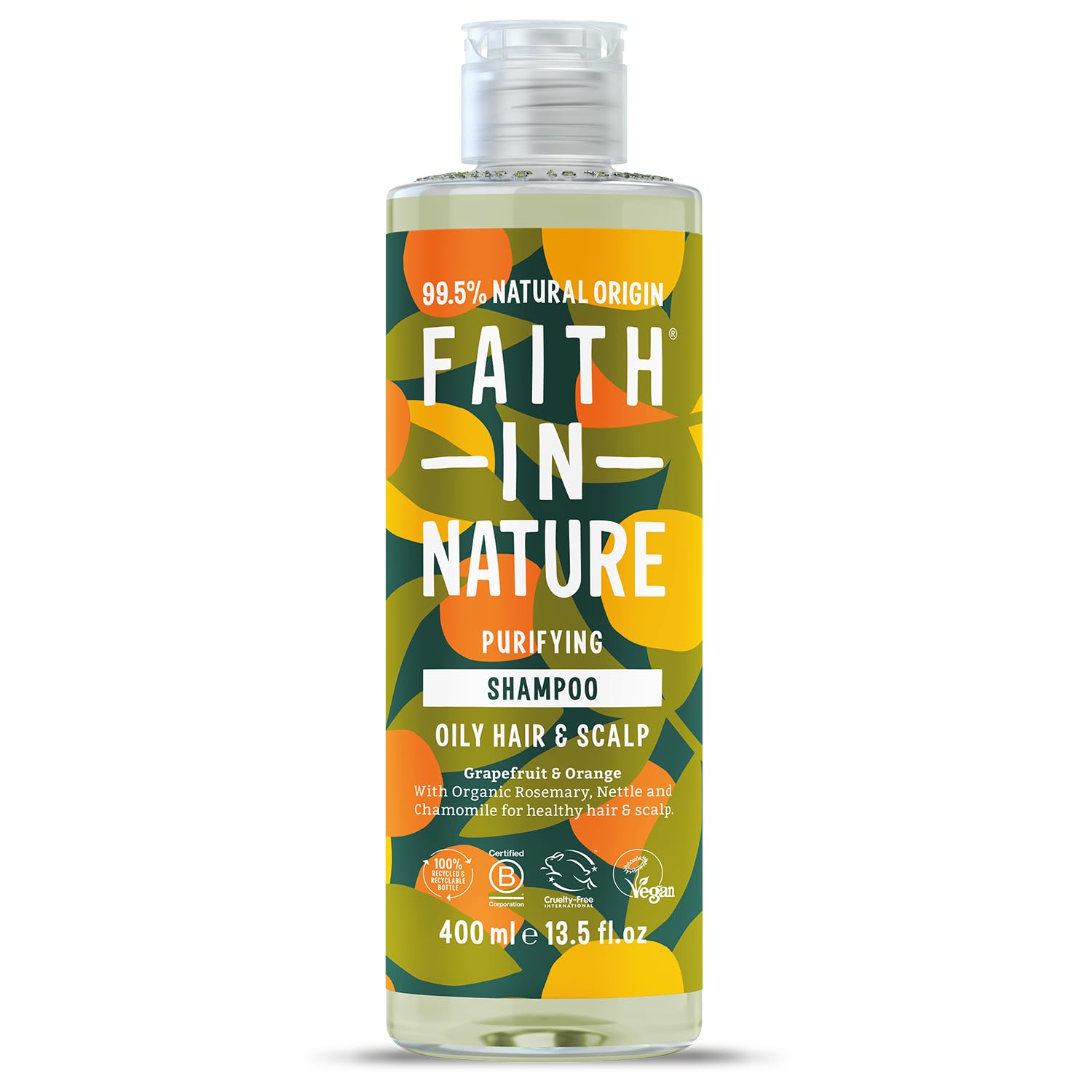 Faith In Nature Natural Grapefruit & Orange Shampoo, Purifying For Oily Hair & Scalp, Vegan & Cruelty Free, No SLS, Silicones or Parabens, 400ml