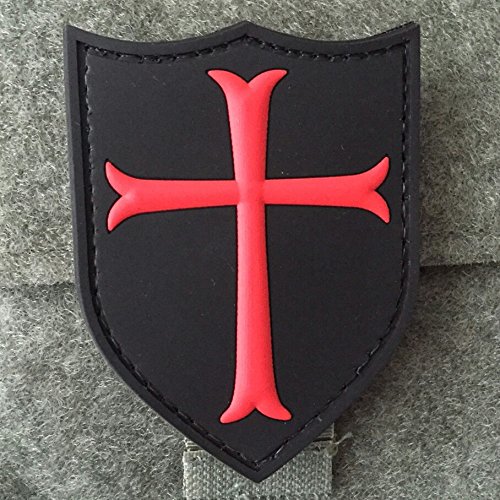 NEO Tactical Gear Knights Templar Cross Shield Morale Patch - PVC Rubber Morale Patch, Hook Backed Morale Patch, Knights Templar Shield