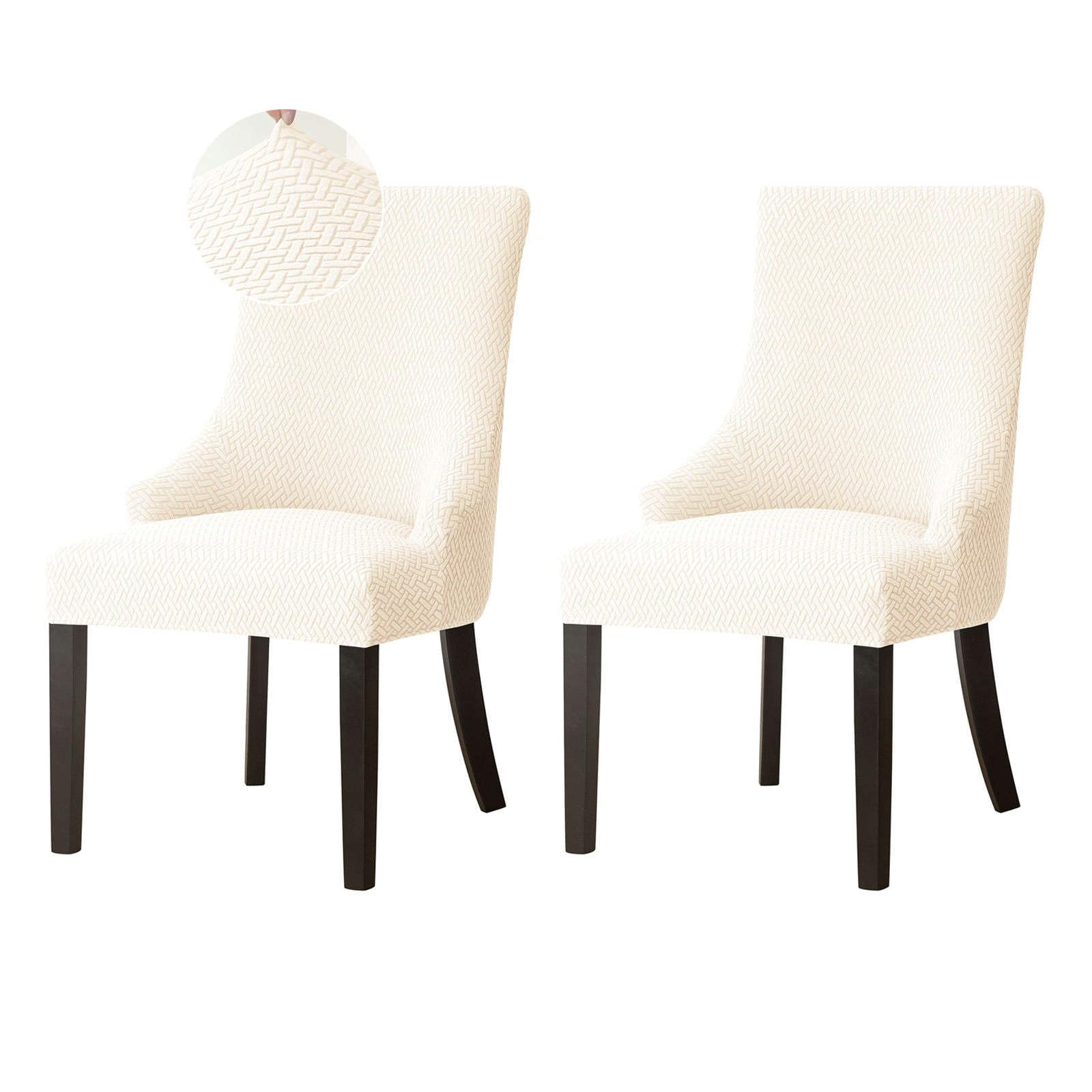 Housse de fauteuil à oreilles beige pour sublimer vos repas en salle à manger