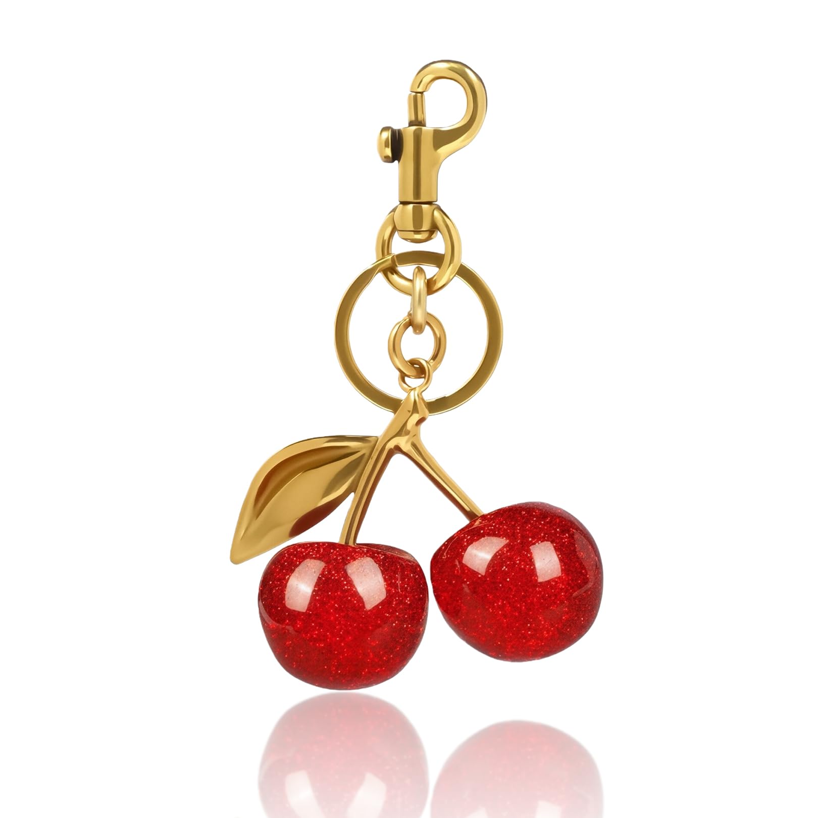 Pryon Unisex A Cherry Keychain,Bag Charm Handbag Charms Cute Keyring Key Chain Women Ccessories Purse Lloy Keychains Bags Keyrings Trolley Token,For Womens Handbags Girls Wallet Backpack Car Pendant Gifts (A)