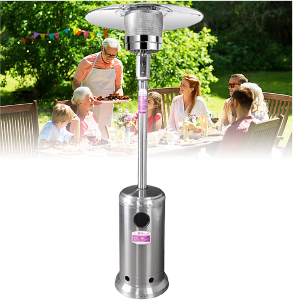 Calentador de Terraza Al Aire Libre, Calentador de Gas Al Aire Libre, Propano Calefactor 13Kw Calentamiento Rápido para Acampar para Interiores Y Exteriores, Patio Silver