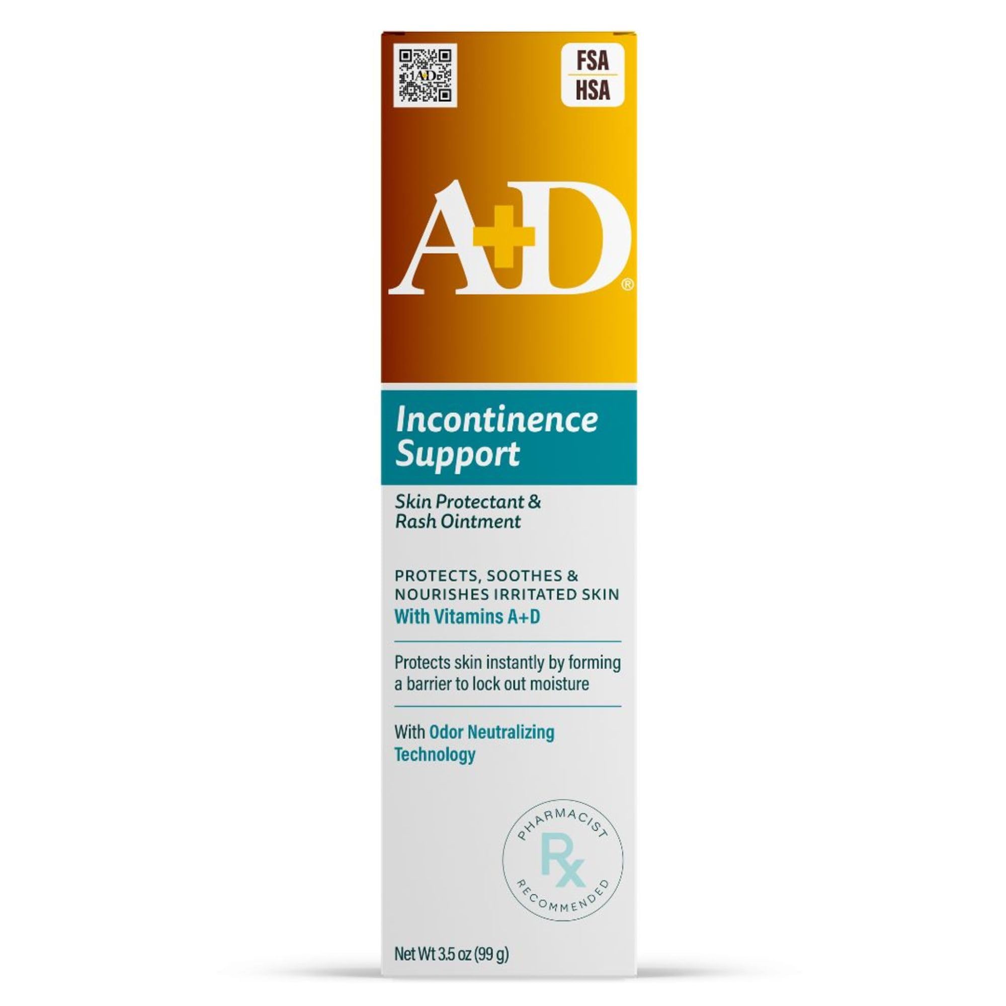 A+D Incontinence Support Skin Protectant & Rash Ointment – Treats & Prevents Incontinence Rash, Soothes Chafed Skin, Odor Neutralizing Technology -