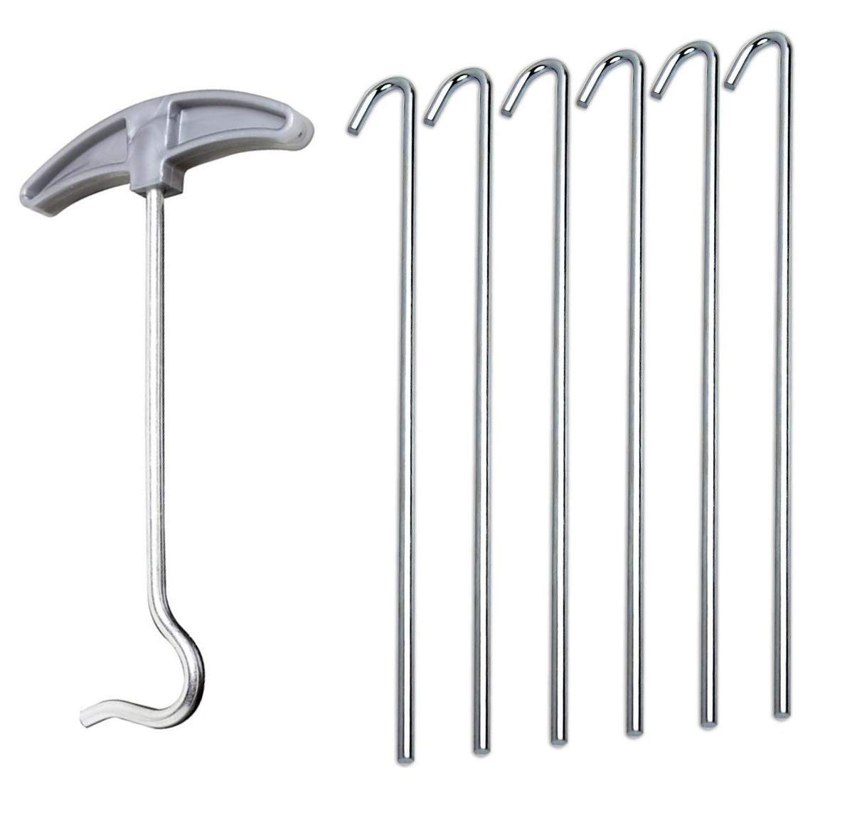 Merriway Multicolour Bh06452 (7 Pcs) Tent Peg Puller & Pegs Contains 6 X 230Mm Pegs,