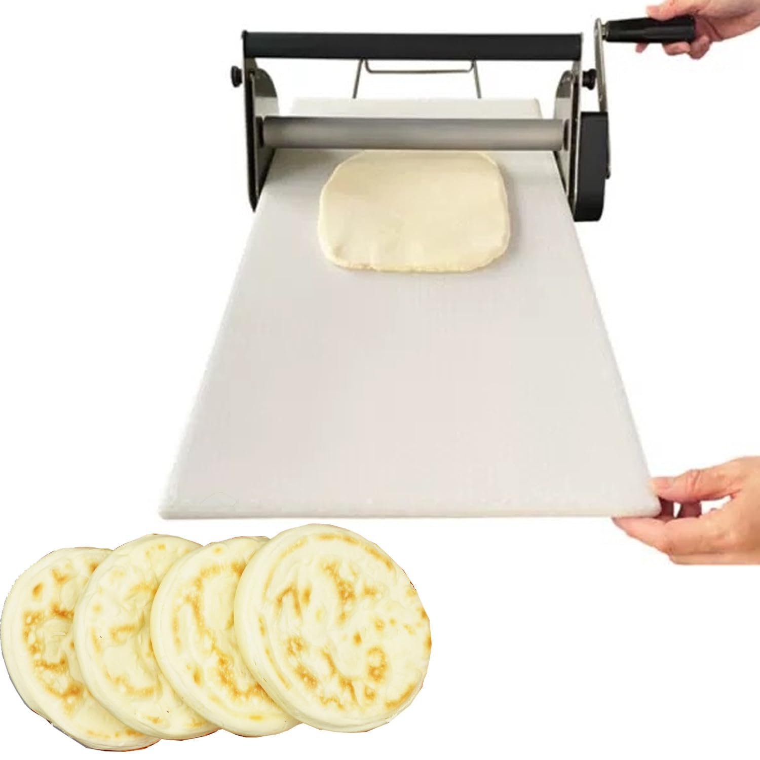 Nudelholz， Faltbare Teigausrollmaschine, Kompakte Teigausrollmaschine, Kommerzielle Teigausrollmaschine, Edelstahl, Ausrolldicke einstellbar(400)