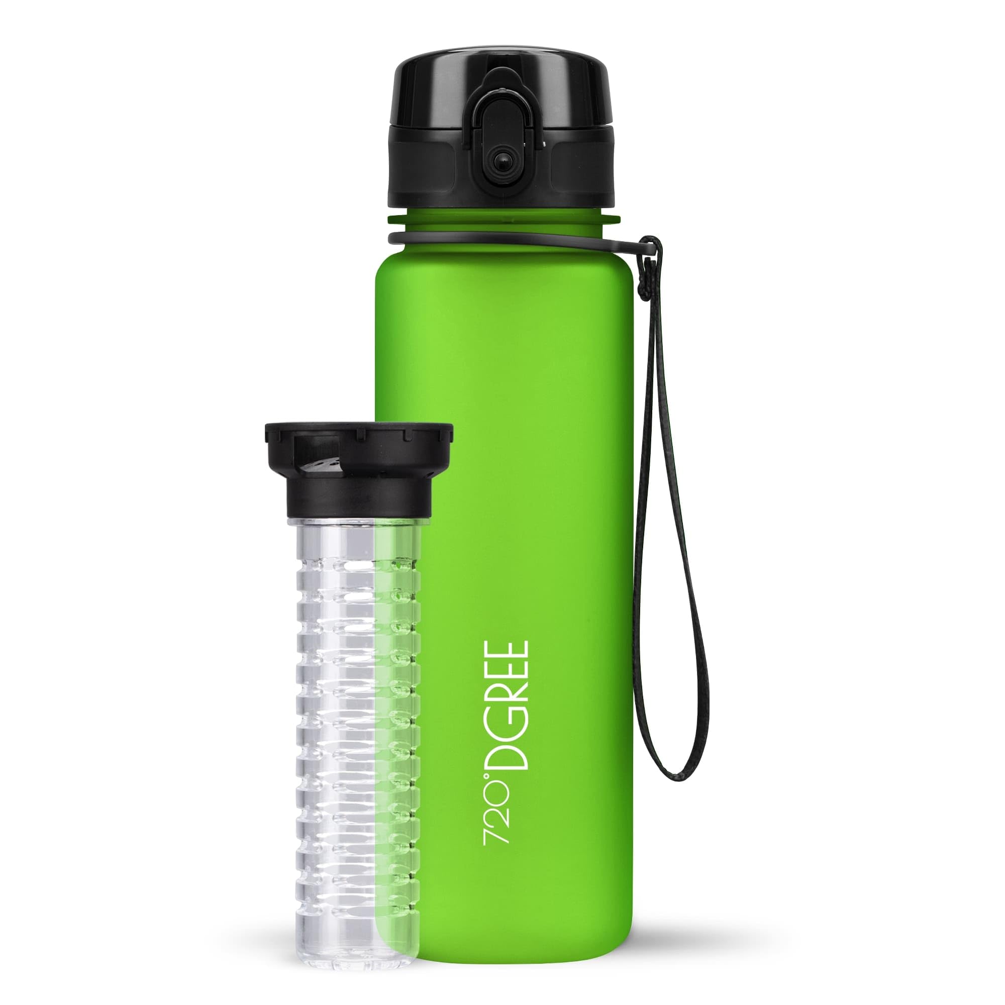 720°DGREE Sipper Water Bottle 500ml with Fruit Infuser | BPA, BPS Free | Tritan | For Adults & Kids | For Sports, Gym, Office, Workout | Apple Green