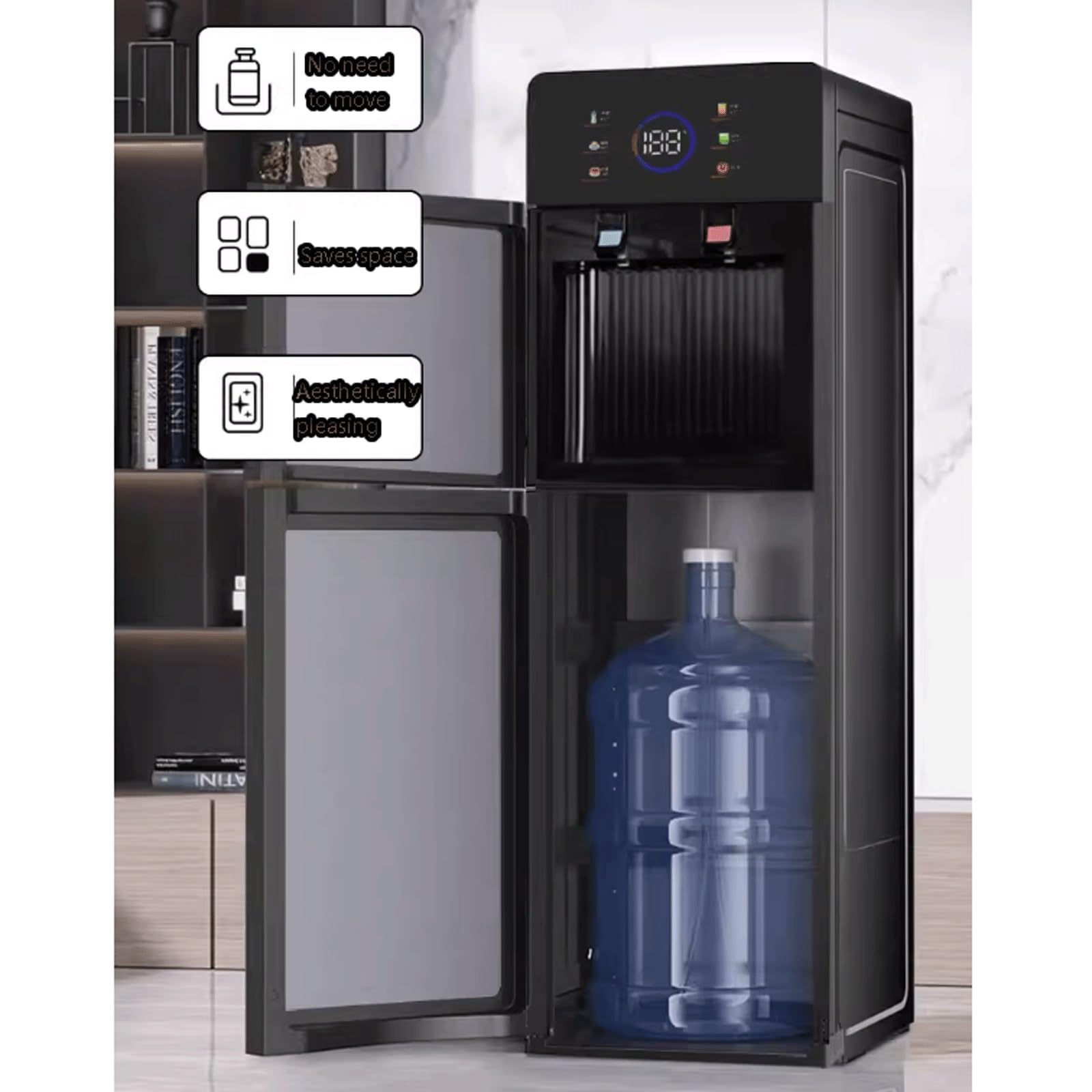 Bodenstehender Wasserspender Mit Befüllung Von Unten,Heiß-/Kaltwasserkühler,5-stufige Leiser Stand- Trinkwasserspender-Touch-Funktion für Zuhause,Küche,Büro