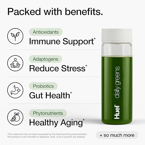 Miniatura 3 de Huel Daily Greens de una sola porción Polvo de superalimento verde 91 vitaminas, minerales e ingredientes de origen integral Adaptógenos,