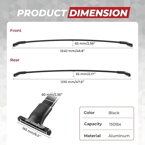 Miniatura 6 de ALAVENTE Barra transversal para portaequipajes compatible con Ford ExpeditionLincoln Navigator 2018-2022 con rieles laterales de 110 libras