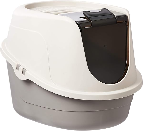 Amazon Basics No-Mess Enclosed Hooded Cat Litter Box, Standard, Multicolor, 53cm x 41cm x 38cm - 1