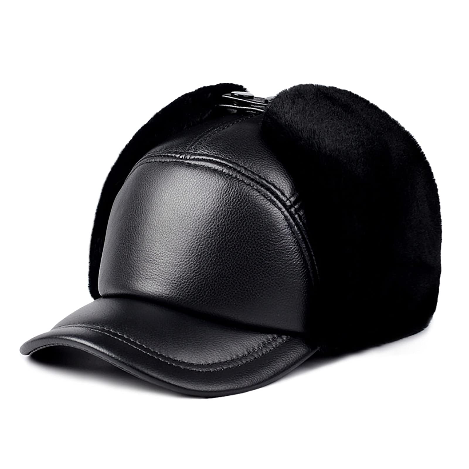 G&F Uomini Cappello Bomber Cappello Russo Ushanka con Paraorecchie Trapper Berretto Antivento Invernale Cappelli Aviatore Impermeabile in Pelle