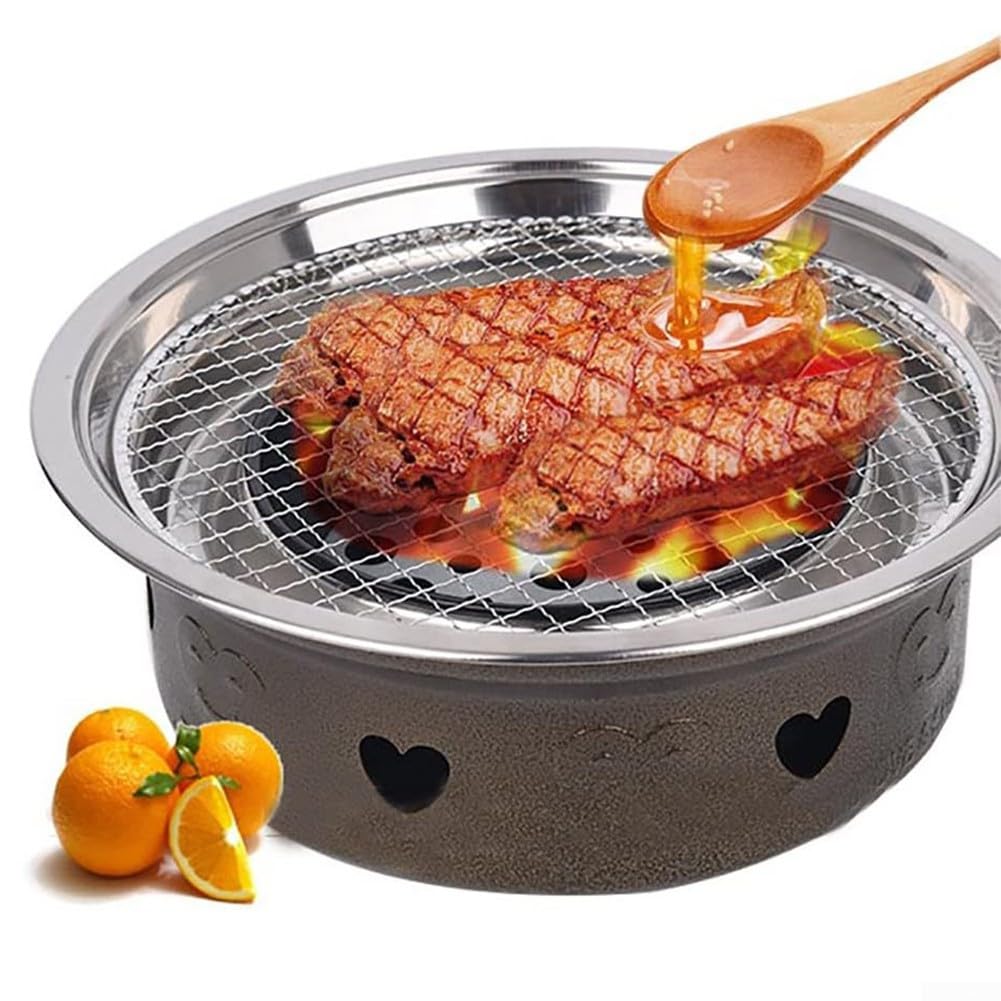 Artykuły do ​​pieczenia, Okrągła siatka do grilla ze stali nierdzewnej, nieprzywierająca, koreańska siatka do grilla, narzędzie do grillowania boczku(380MM)