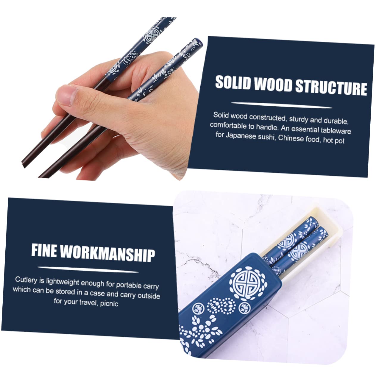 Cabilock 2 Ensembles Baguettes de Rangement Baguettes Japonaises pour Maison Voyage Restaurants