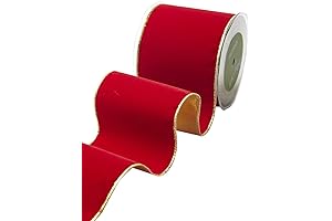May Arts Red Velvet Ribbon with Gold Backing, 10 Yard Spool