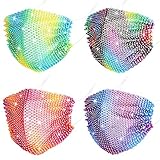 4 Pieces Rhinestone Mesh Face Cover Crystal Metal Glittery Masquerade for Cosplay Party Costume...