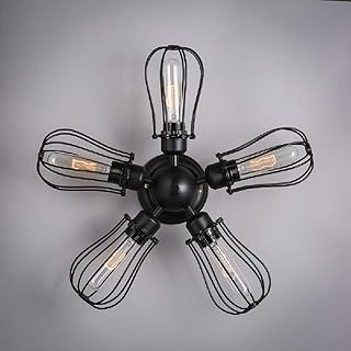 Czarny pięć głów Retro kutego żelaza wentylator kinkiet przemysłowy wiatr długa lampa sufitowa oświetlenie dekoracyjne kreatywna kawiarnia restauracja kinkiet